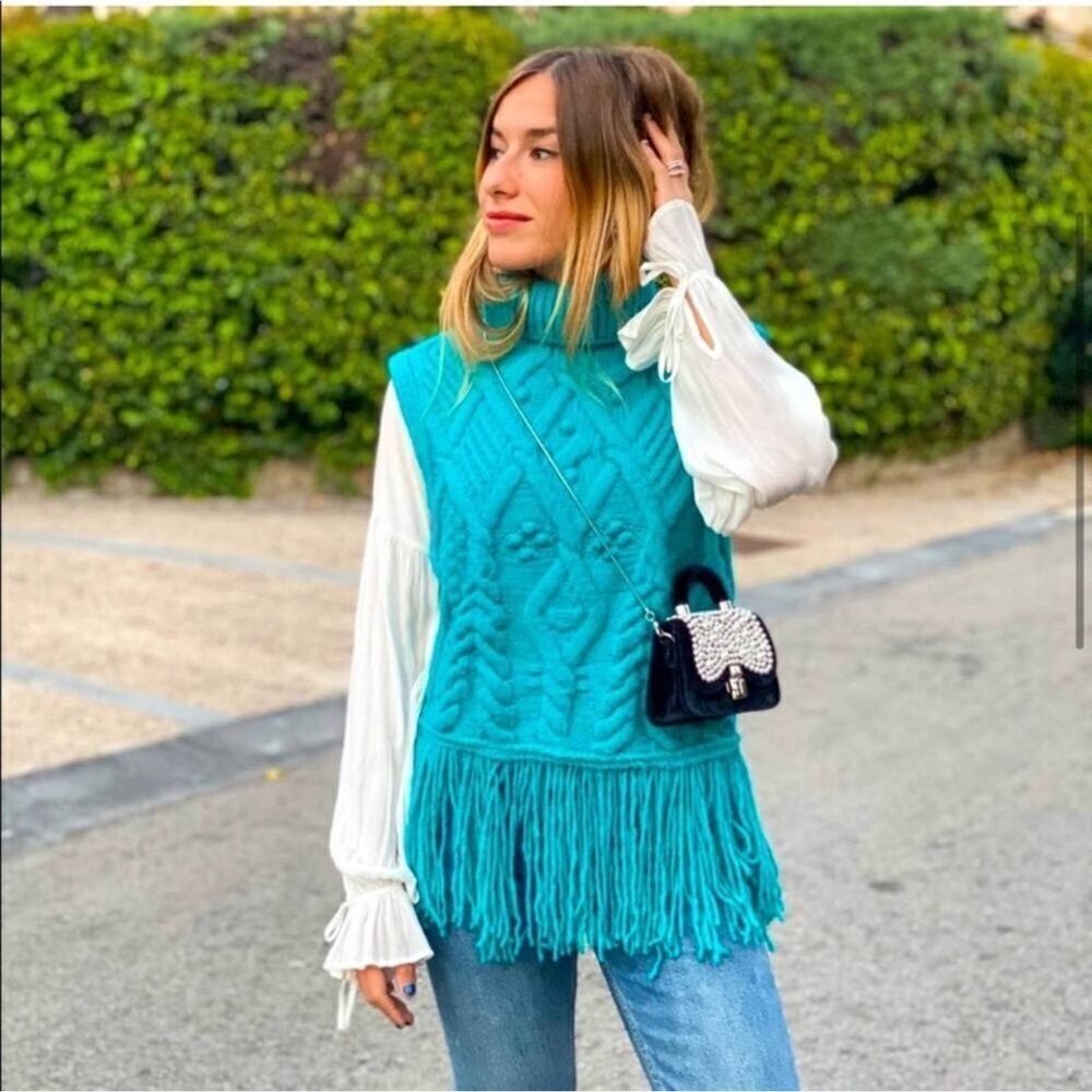 Zara fringed knit vest